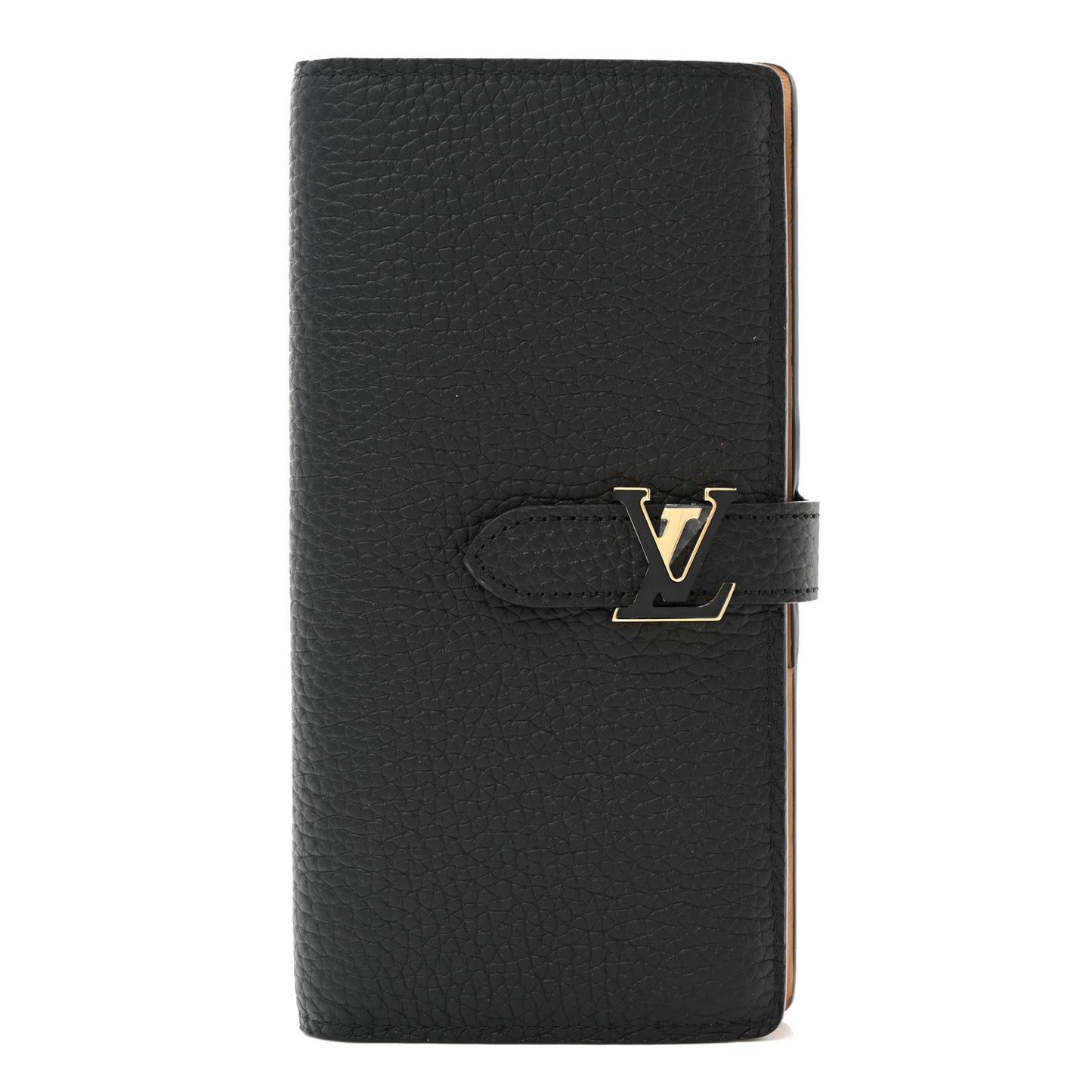 Taurillon LV Vertical Capucines Wallet Black Arizona