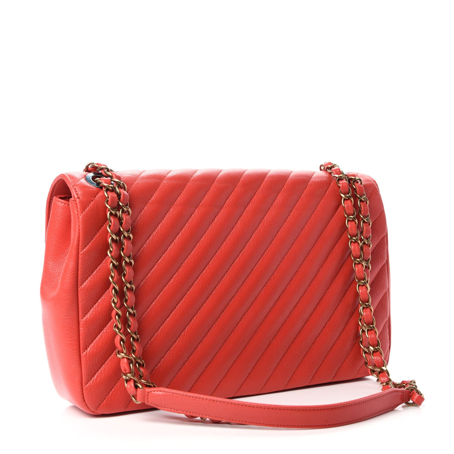 Chanel Shiny Goatskin Diagonal Quilted Small Flap Red 4 of 12