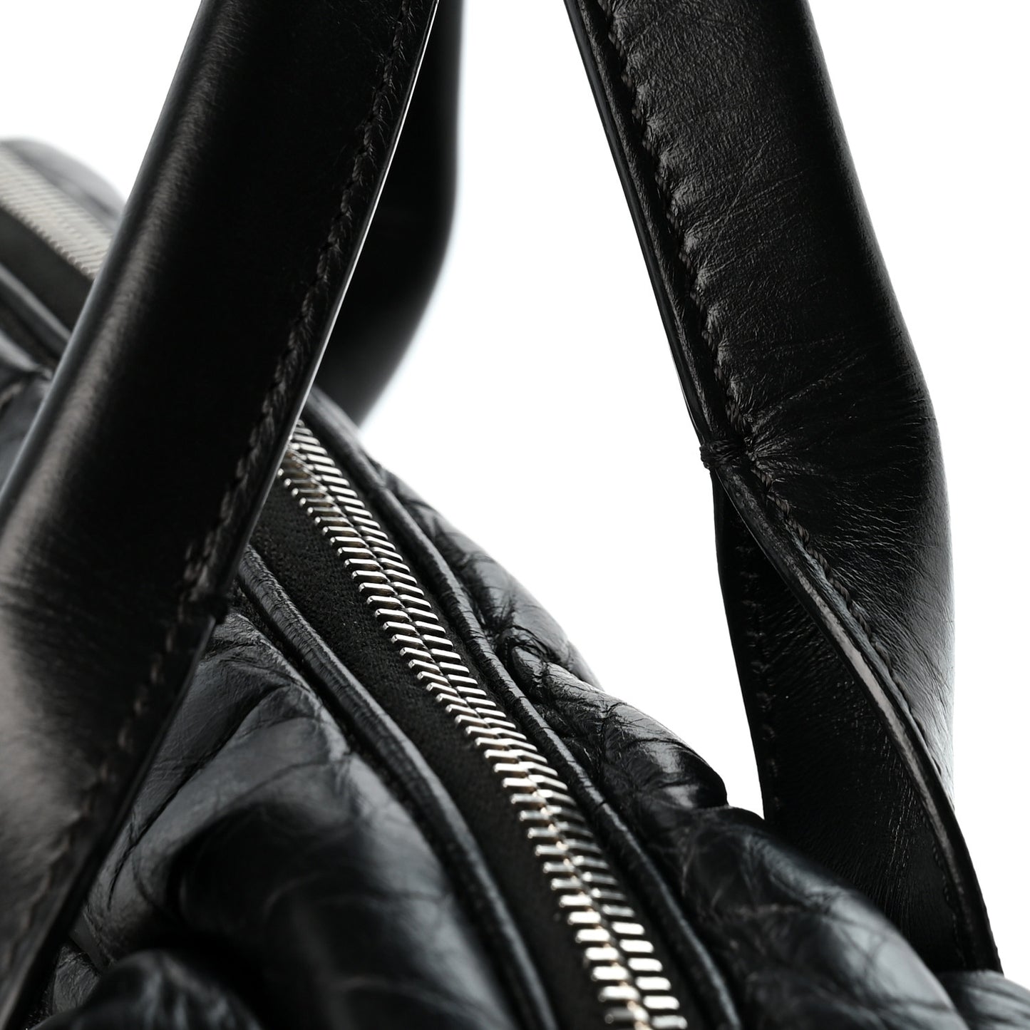 Aged Calfskin Chevron Medium Soft Bowling Bag Black