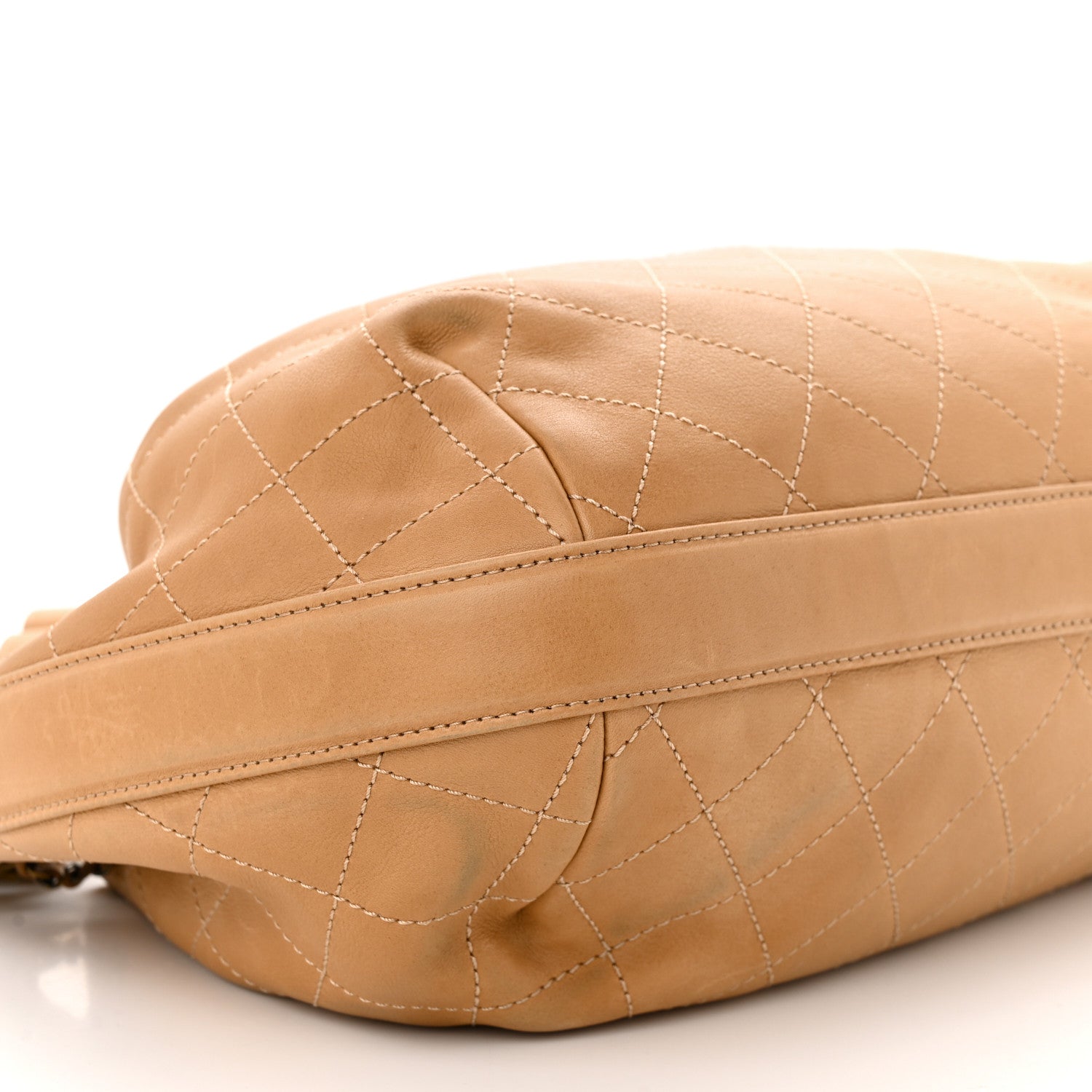 Chanel Calfskin Stitched Large Paris Rome Drawstring CC Bag Beige 9 of 10