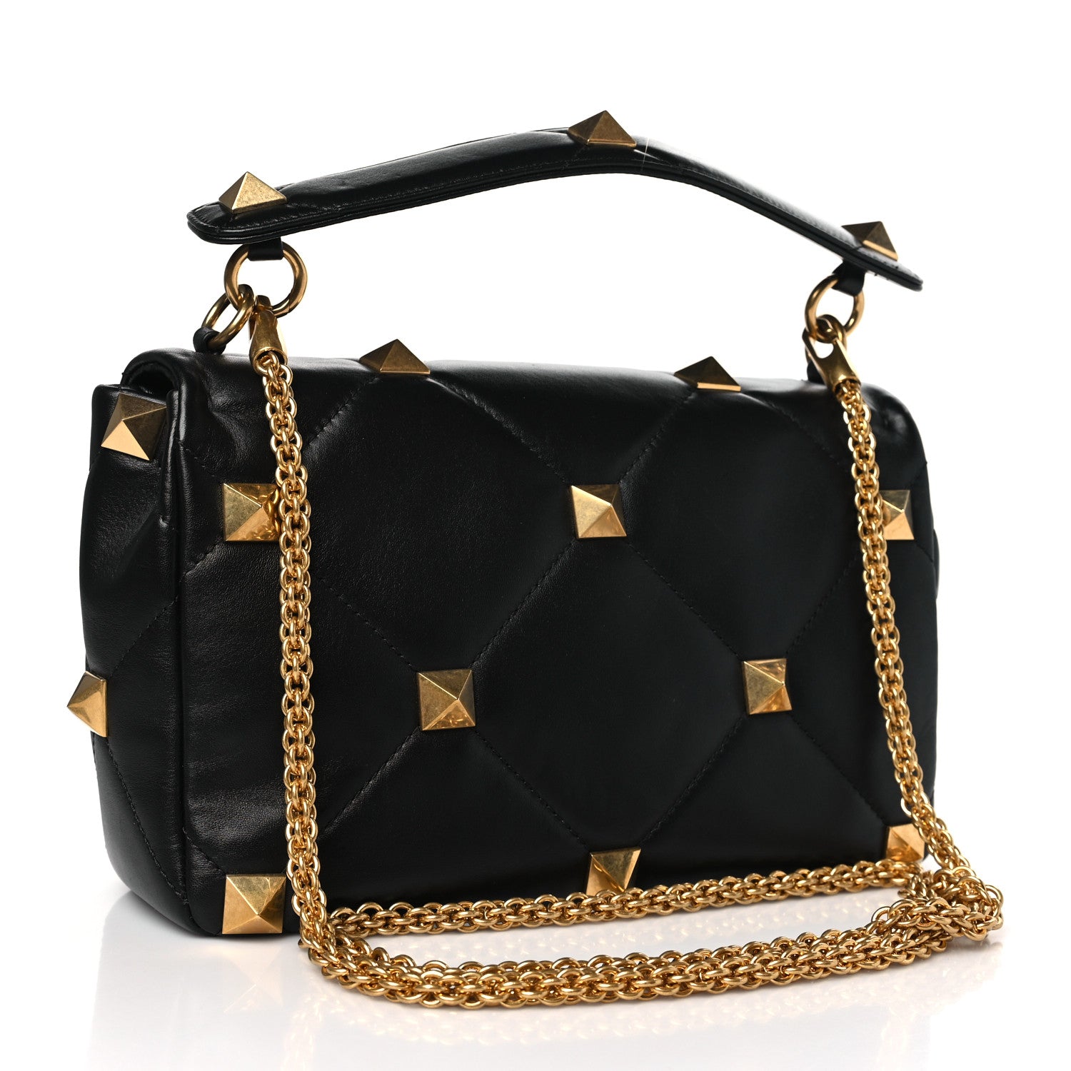 Valentino Garavani Nappa Large Roman Stud Shoulder Bag Black 3 of 8