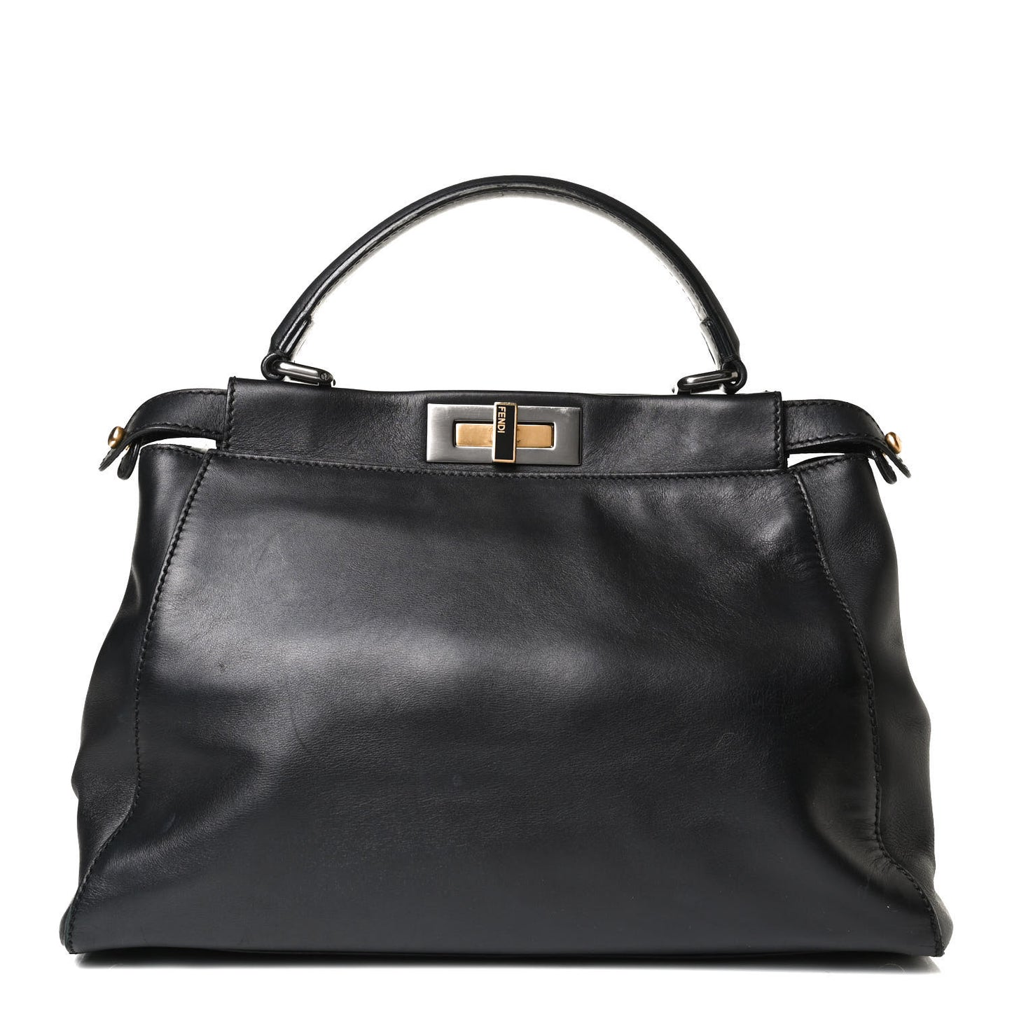 Vitello Suede Medium Peekaboo Iconic Satchel Black