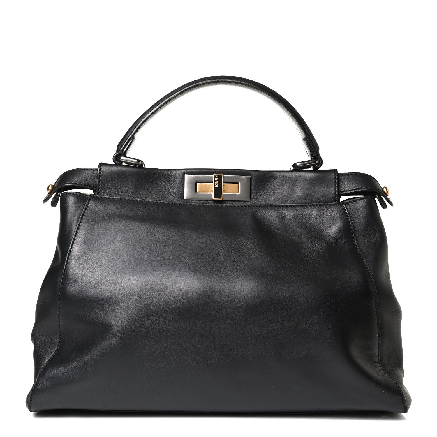 Fendi Vitello Suede Medium Peekaboo Iconic Satchel Black 1 of 13