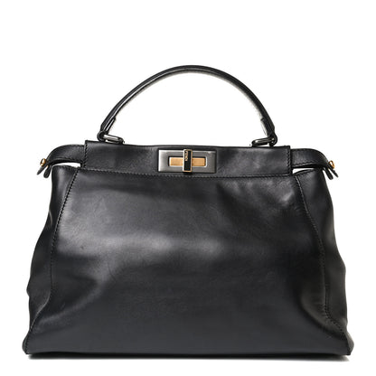 Fendi Vitello Suede Medium Peekaboo Iconic Satchel Black 1 of 13