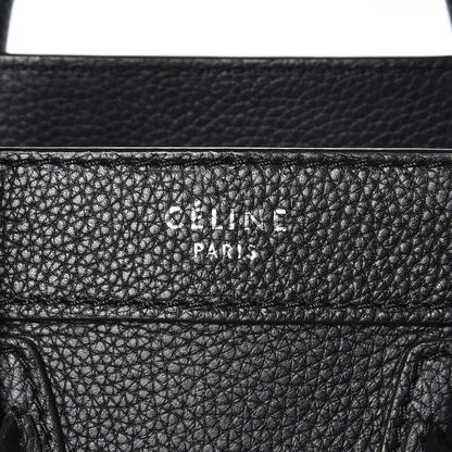Celine Drummed Calfskin Nano Luggage Black 6 of 7