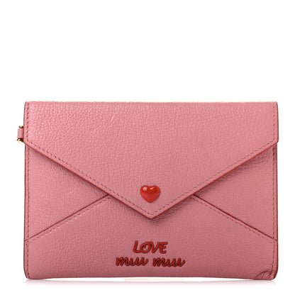 Miu Miu Goatskin Madras Love Envelope Wallet Rosa 1 of 7