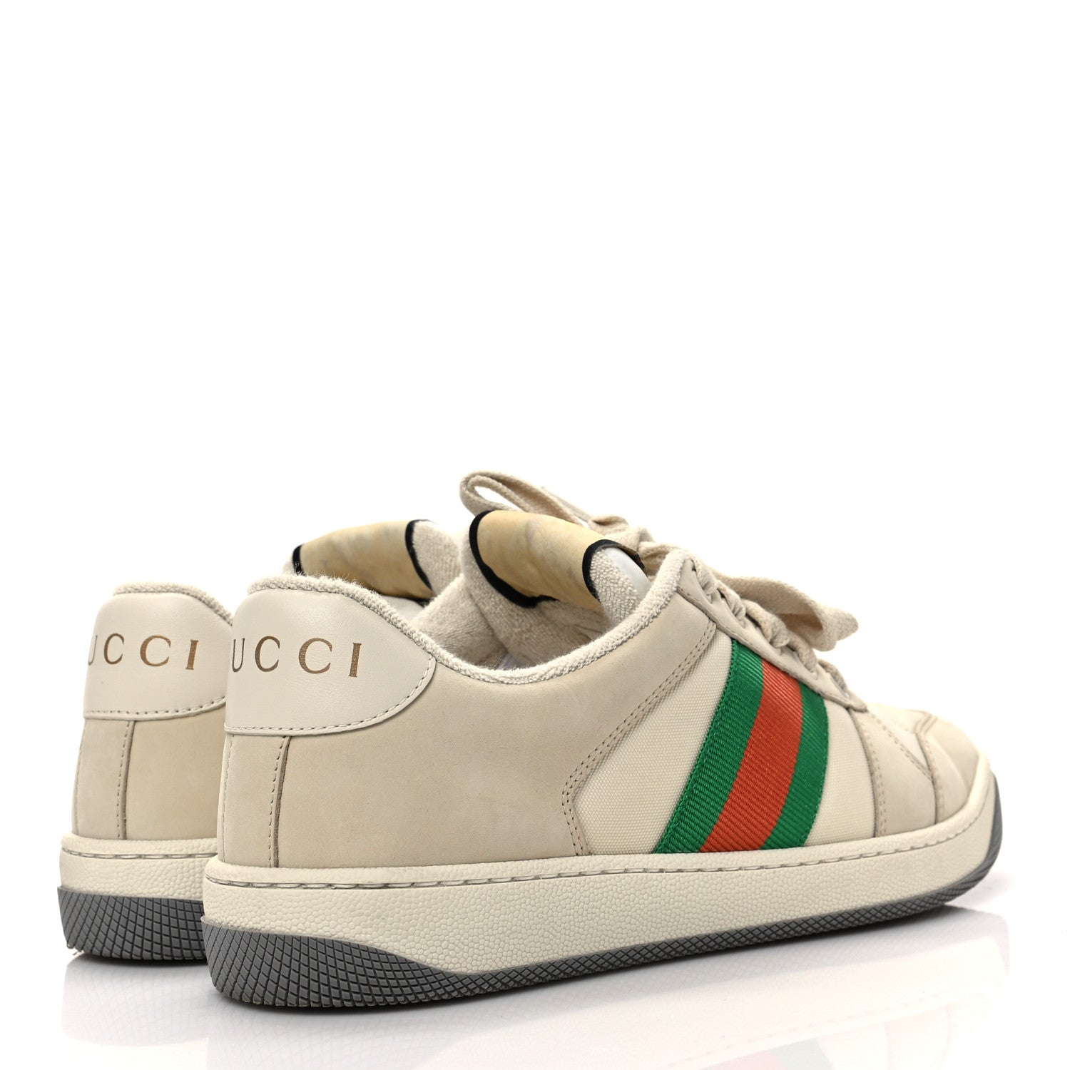 Gucci Nylon Nubuck Web Womens Screener Sneakers 37 Mystic White Dusty Milk 4 of 9