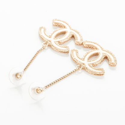 Chanel CC Drop Earrings Matte Gold 3 of 3