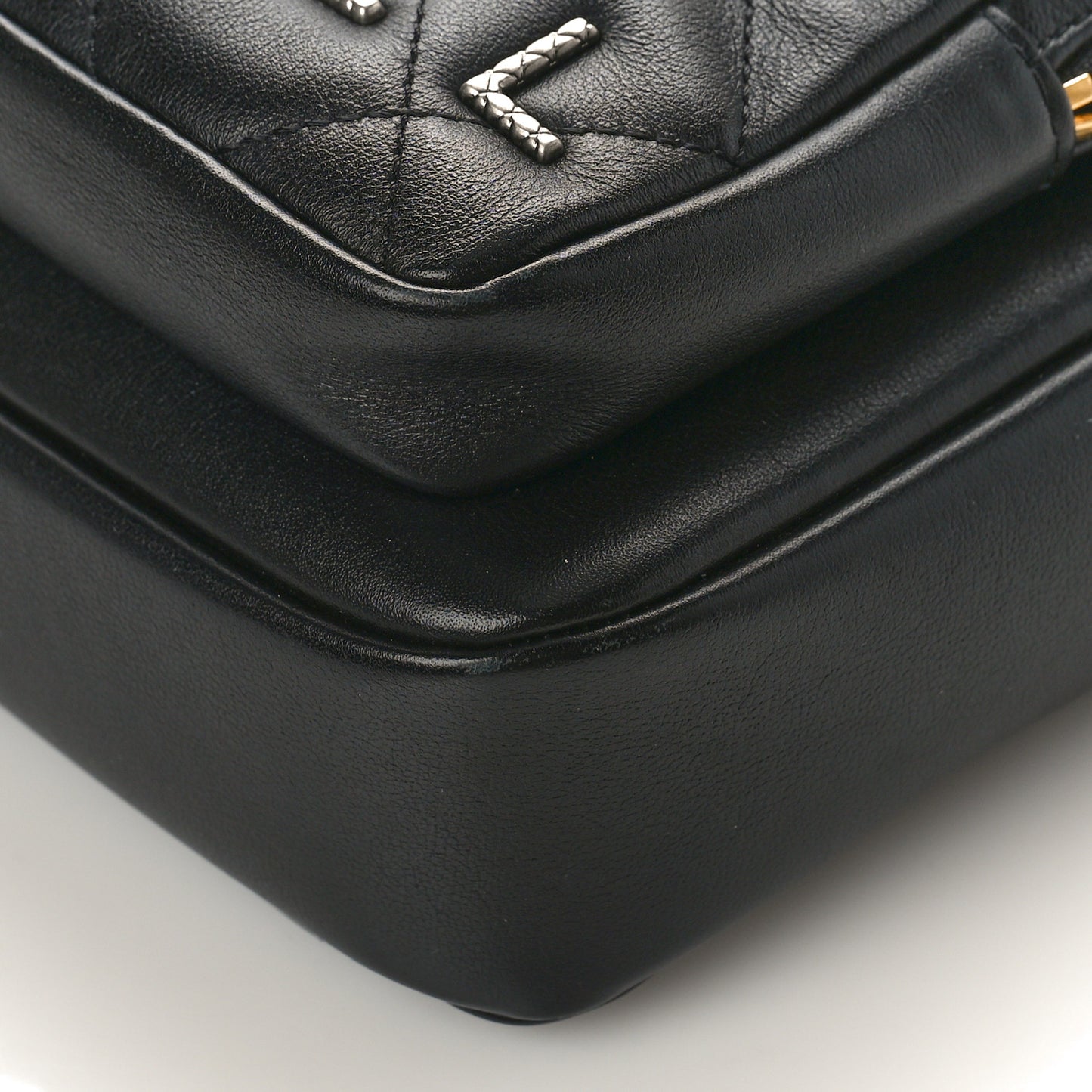 Calfskin Quilted Small Camera Case Black
