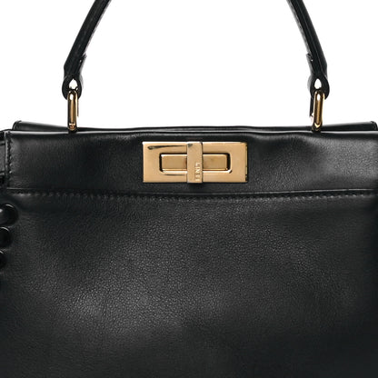 Fendi Vitello Seta Lace Up Medium Peekaboo Iconic Satchel Black 8 of 12