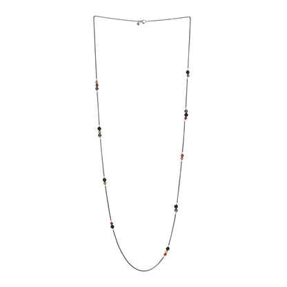 David Yurman Sterling Silver 18K Yellow Gold Garnet Hematite Black Onyx Elements Station Necklace 2 of 4