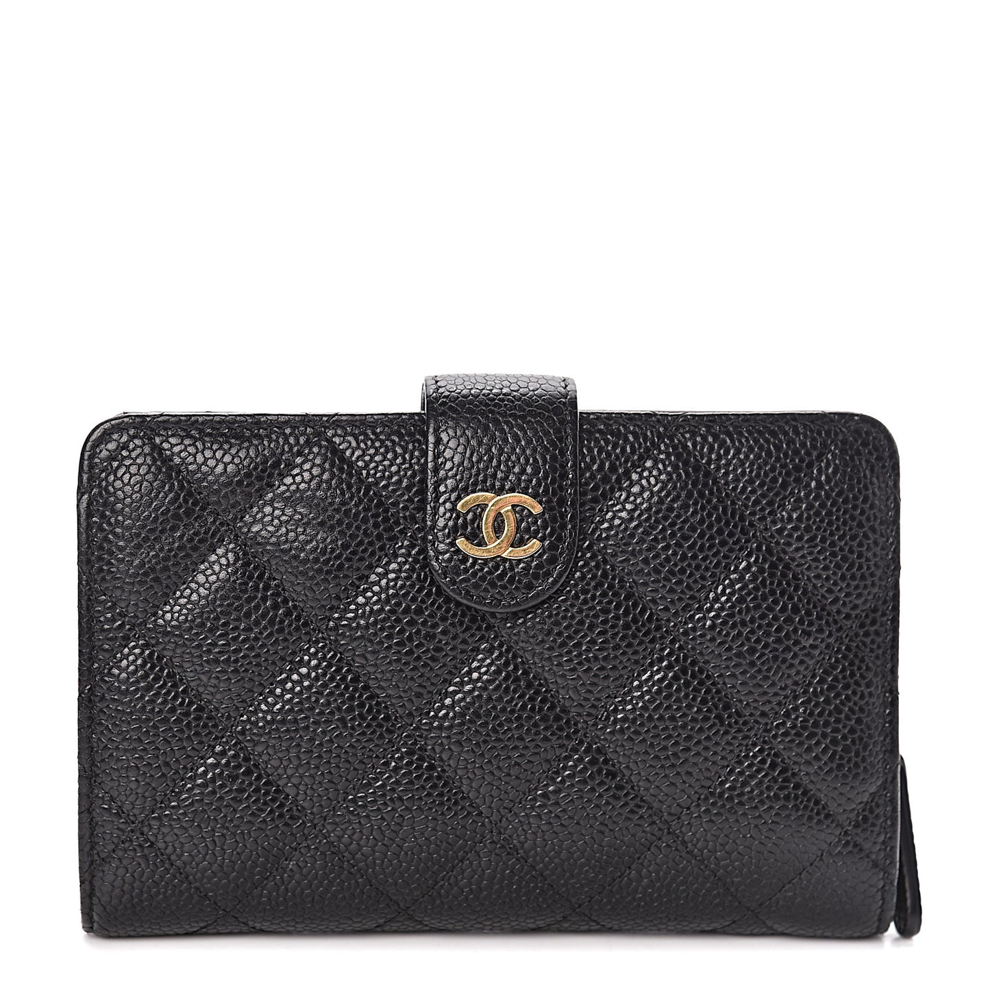 Caviar Quilted Zipped Pocket Wallet Black