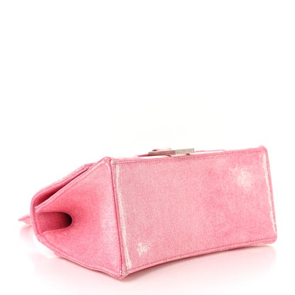 Balenciaga Nappa Denim Printed Small Hourglass Top Handle Bag Denim Pink 4 of 11