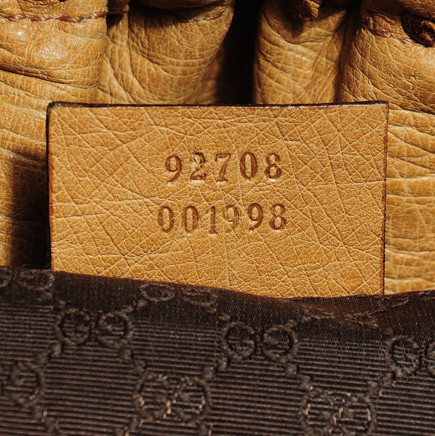 Ostrich Bamboo Top Handle Bag Tan