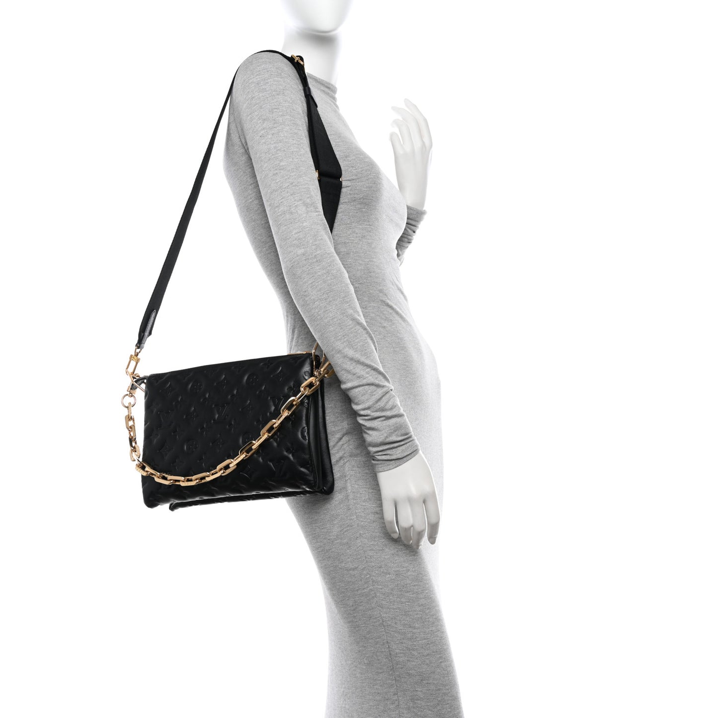 Lambskin Embossed Monogram Coussin PM Black