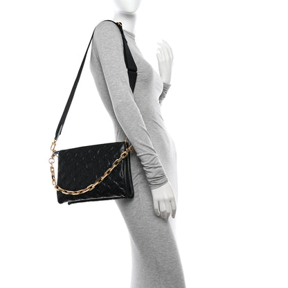 Louis Vuitton Lambskin Embossed Monogram Coussin PM Black 2 of 11