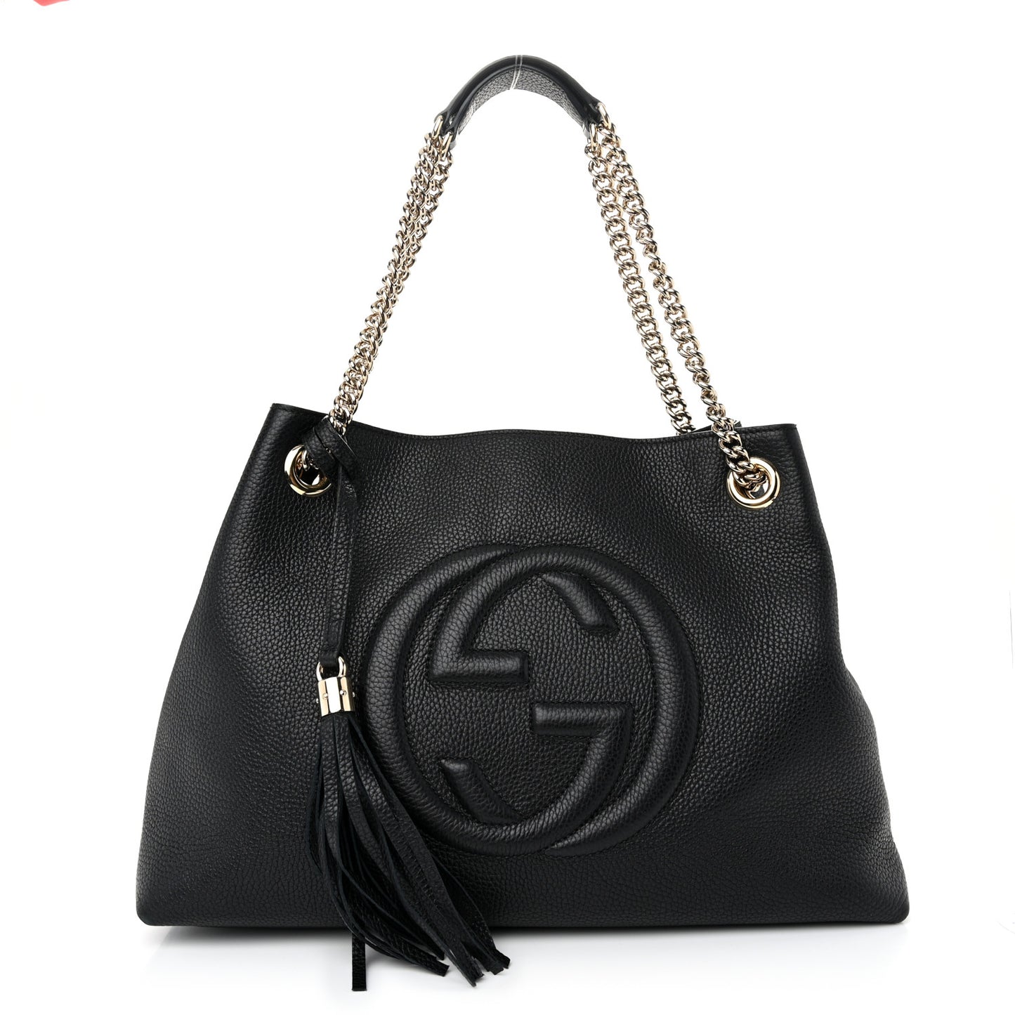 Pebbled Calfskin Medium Soho Chain Shoulder Bag Black