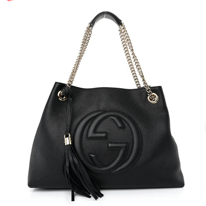 Gucci Pebbled Calfskin Medium Soho Chain Shoulder Bag Black 1 of 10