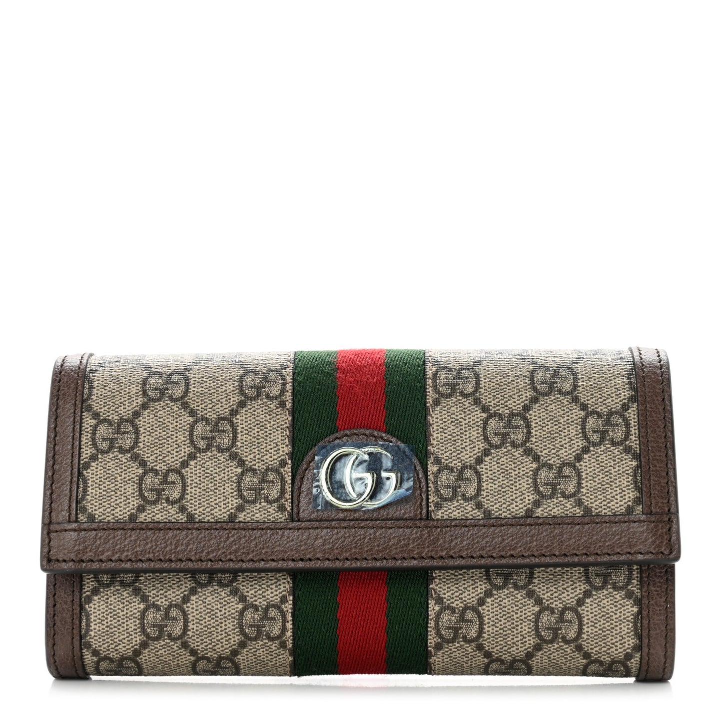 GG Supreme Monogram Web Ophidia Continental Wallet Brown