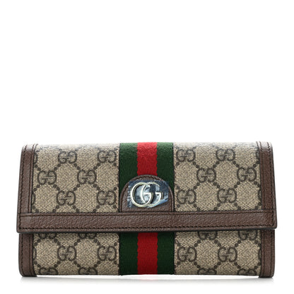 Gucci GG Supreme Monogram Web Ophidia Continental Wallet Brown 1 of 7