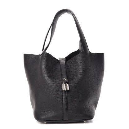 Hermes Taurillon Clemence Picotin Lock 22 MM Black 1 of 12