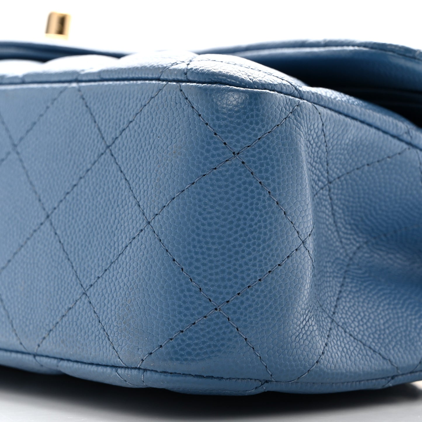 Caviar Quilted Medium Double Flap Blue