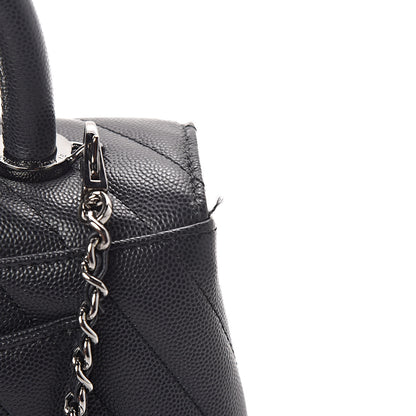 Chanel Caviar Chevron Quilted Mini Coco Handle Flap Dark Grey 8 of 12