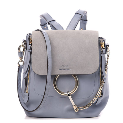 Chloe Suede Calfskin Small Faye Backpack Washed Blue 1 of 9