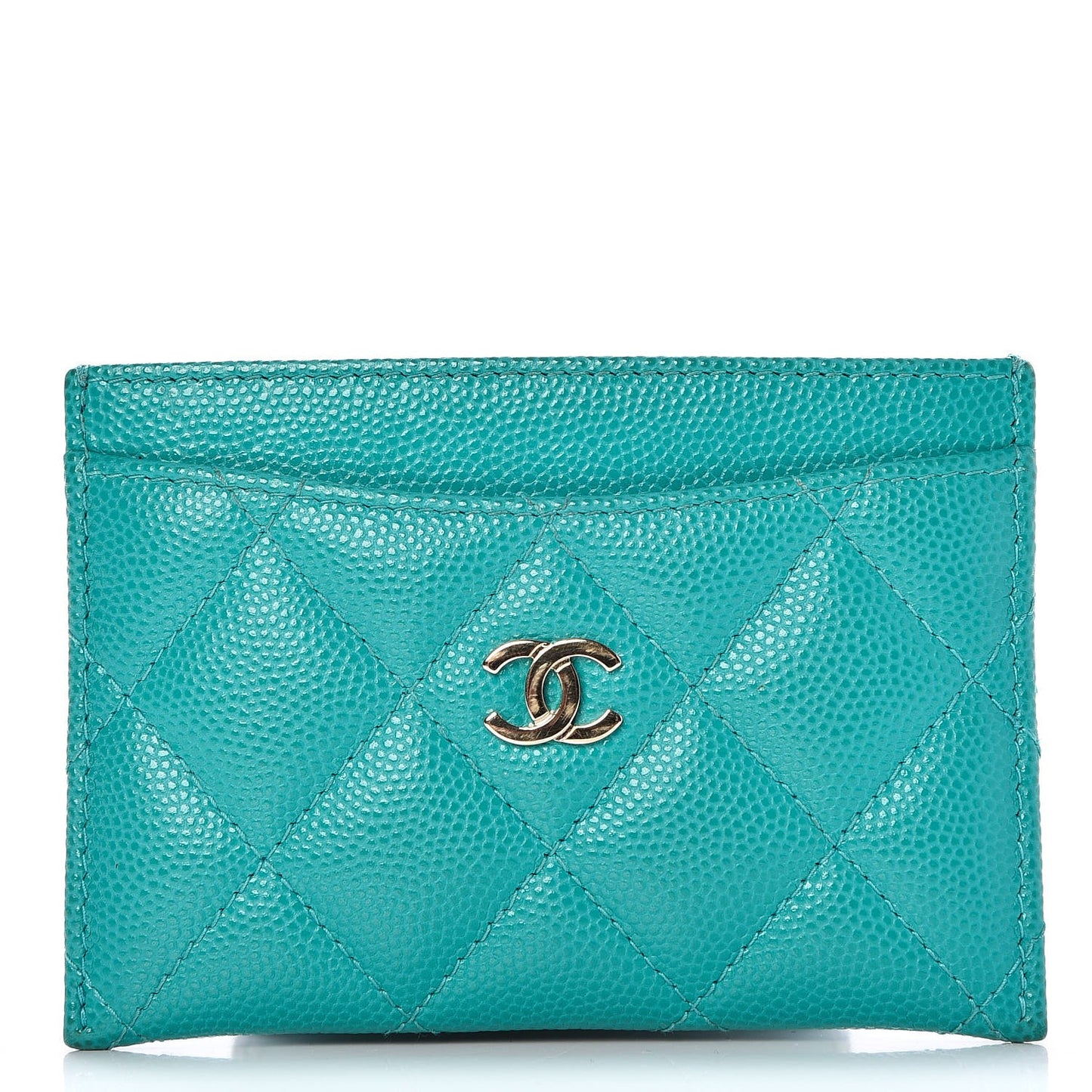 Caviar Quilted Card Holder Turquoise