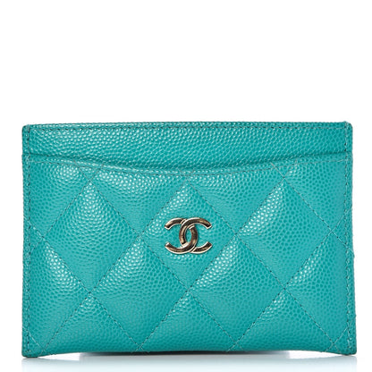 Chanel Caviar Quilted Card Holder Turquoise 1 of 11