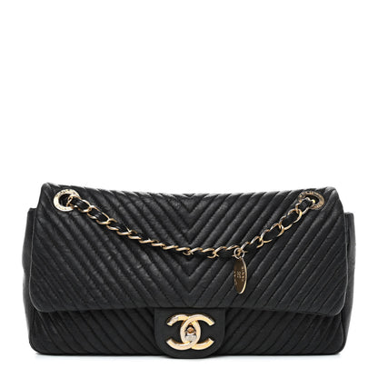 Chanel Calfskin Surpique Chevron Small Flap Black 1 of 10