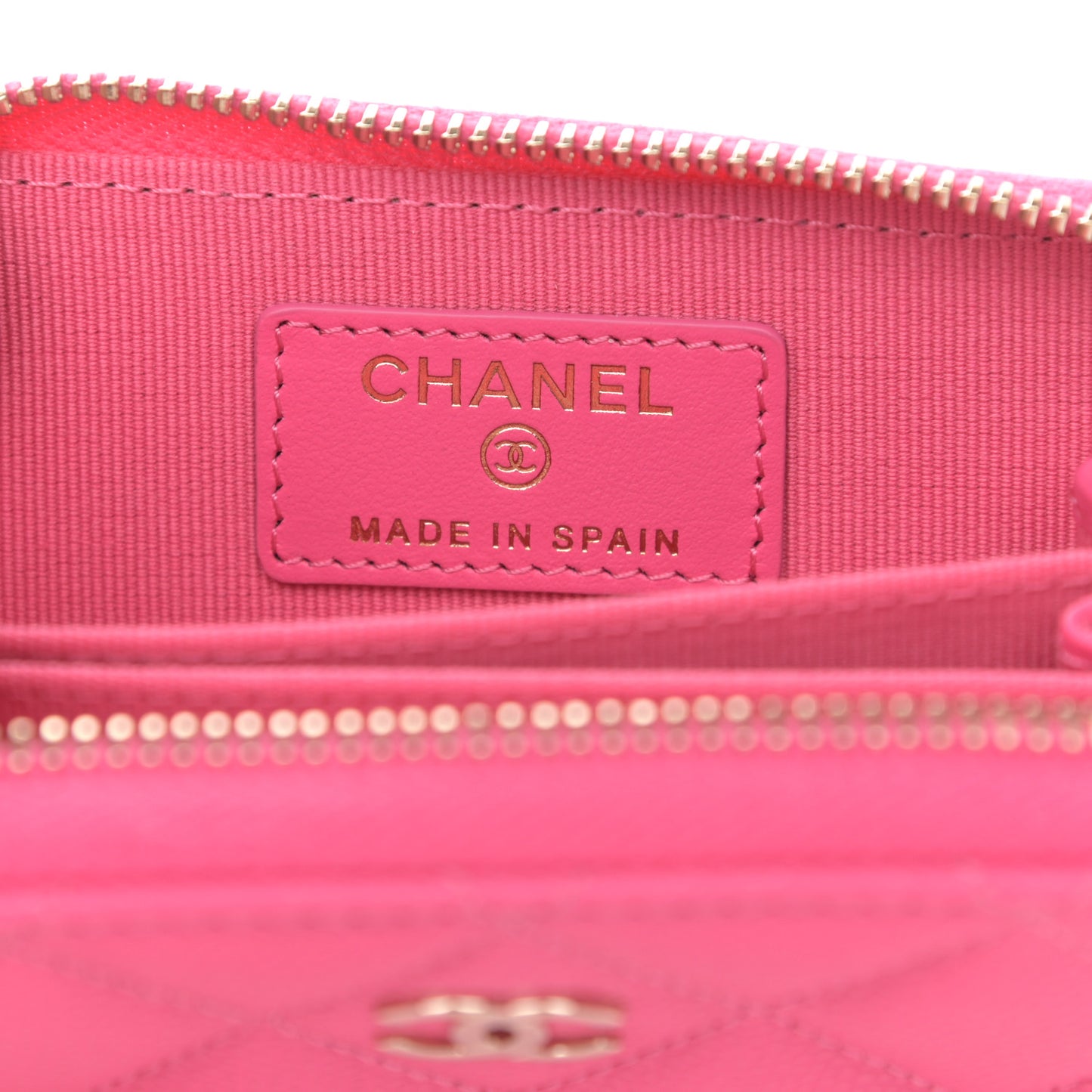 Caviar Quilted Zip Coin Purse Pink