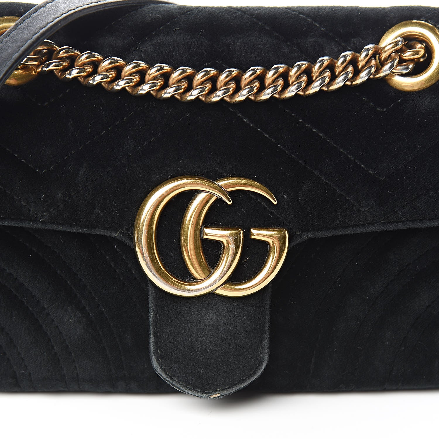 Gucci Velvet Matelasse Mini GG Marmont Shoulder Bag Black 16 of 16