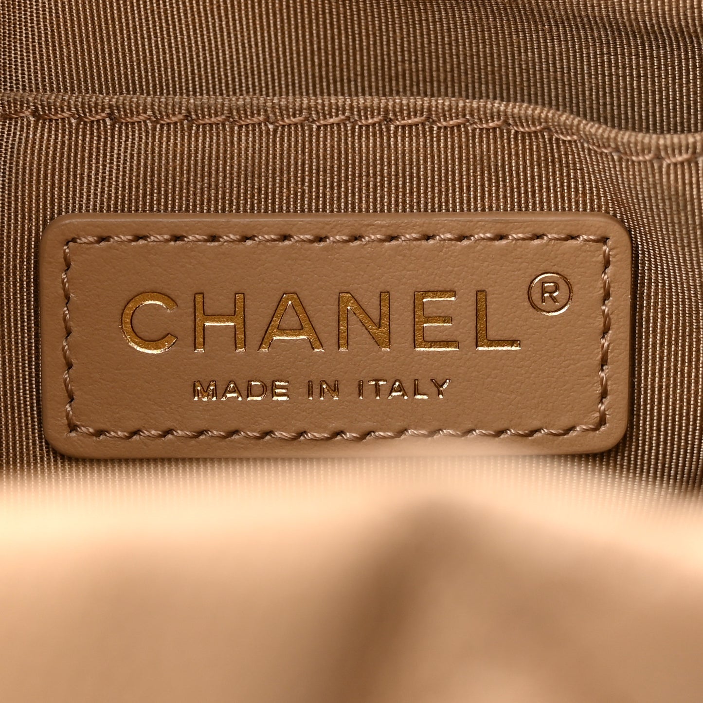 Caviar Quilted Rolled Up Bucket Drawstring Bag Beige