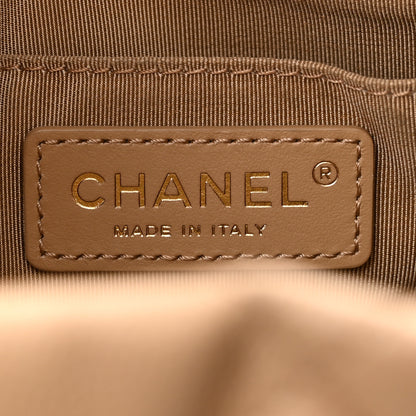 Chanel Caviar Quilted Rolled Up Bucket Drawstring Bag Beige 6 of 10