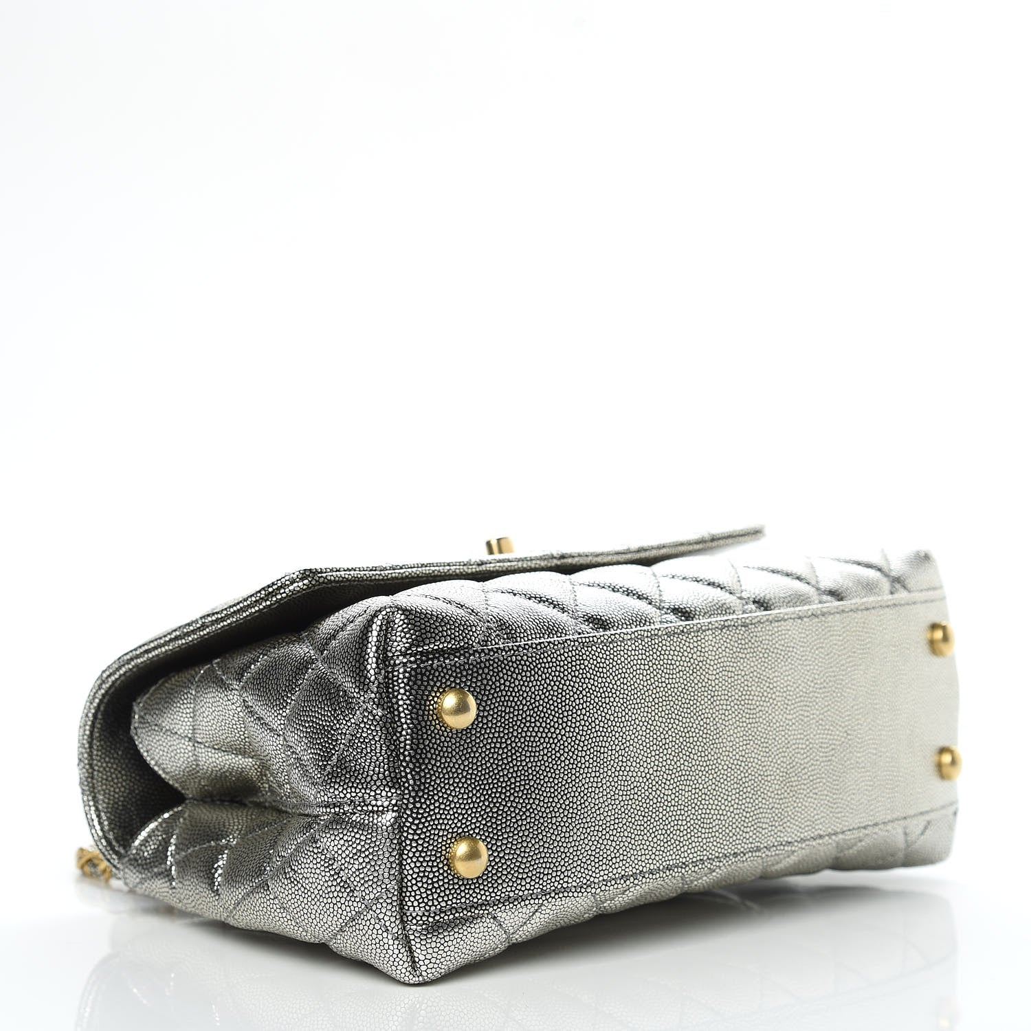 Chanel Metallic Caviar Quilted Mini Coco Handle Flap Silver 4 of 11