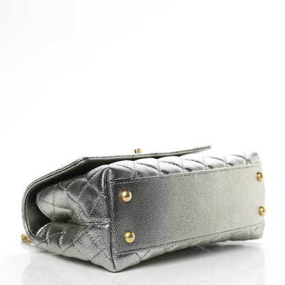 Chanel Metallic Caviar Quilted Mini Coco Handle Flap Silver 4 of 11