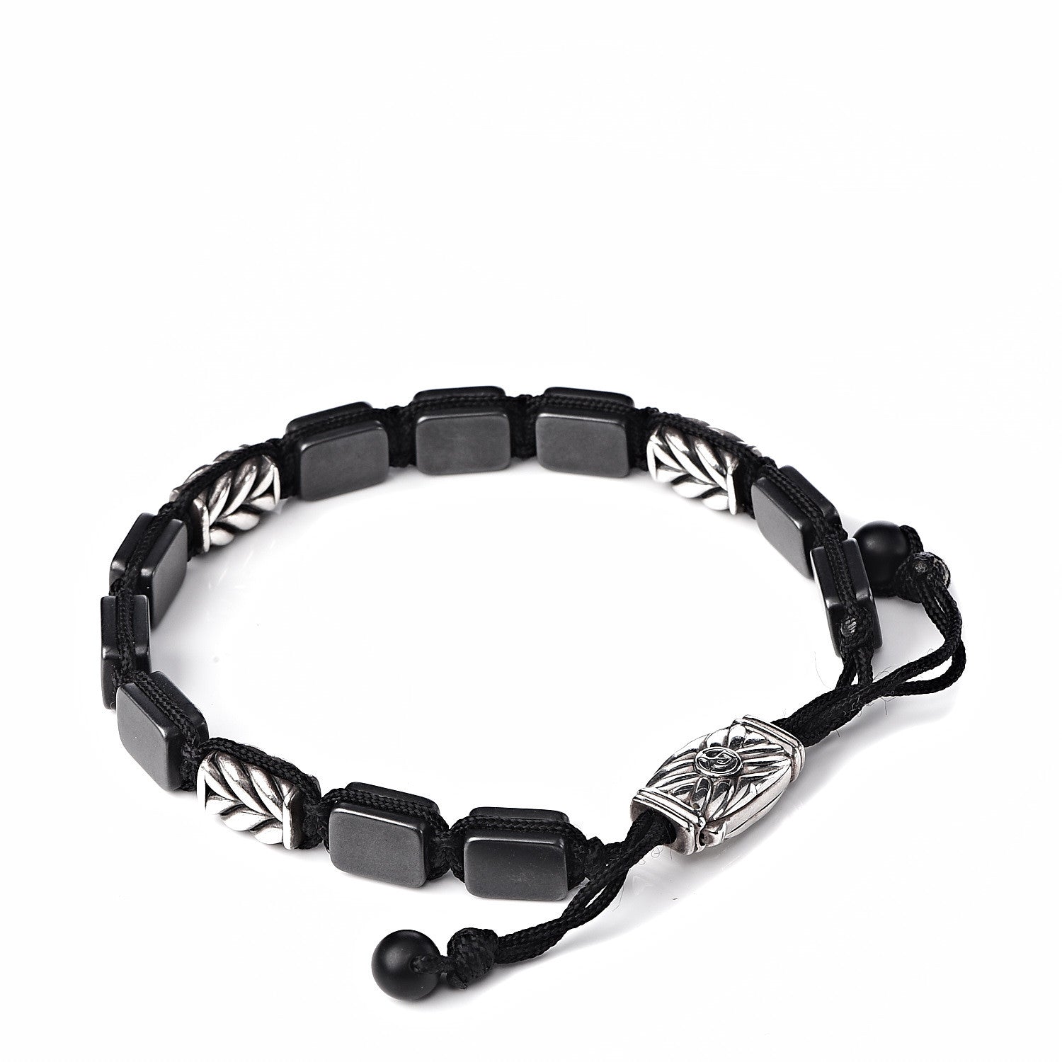 David Yurman Sterling Silver Titanium Chevron Tile Station Bracelet 3 of 5