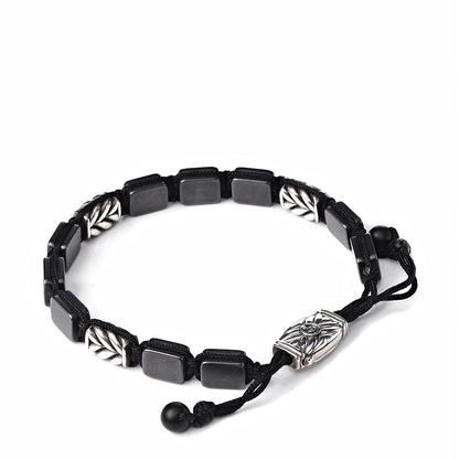 David Yurman Sterling Silver Titanium Chevron Tile Station Bracelet 3 of 5