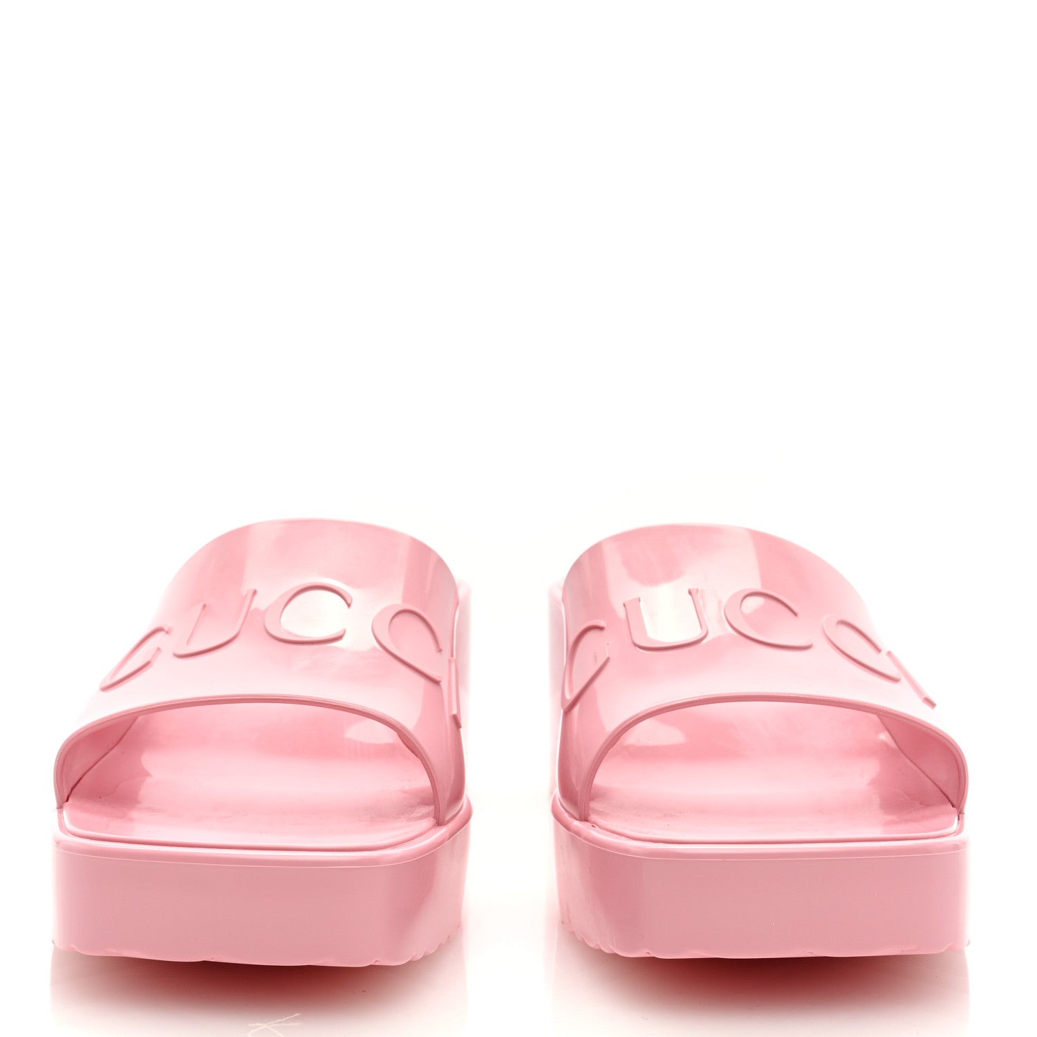 Gucci Rubber Gucci Logo Womens Platform 20/60mm Slide Sandals 40 Wild Rose 3 of 8