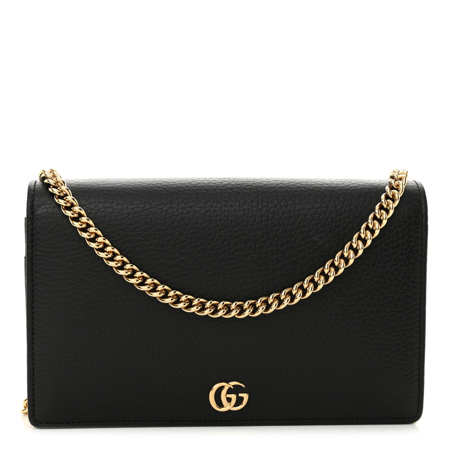 Calfskin Mini GG Marmont Chain Wallet Black