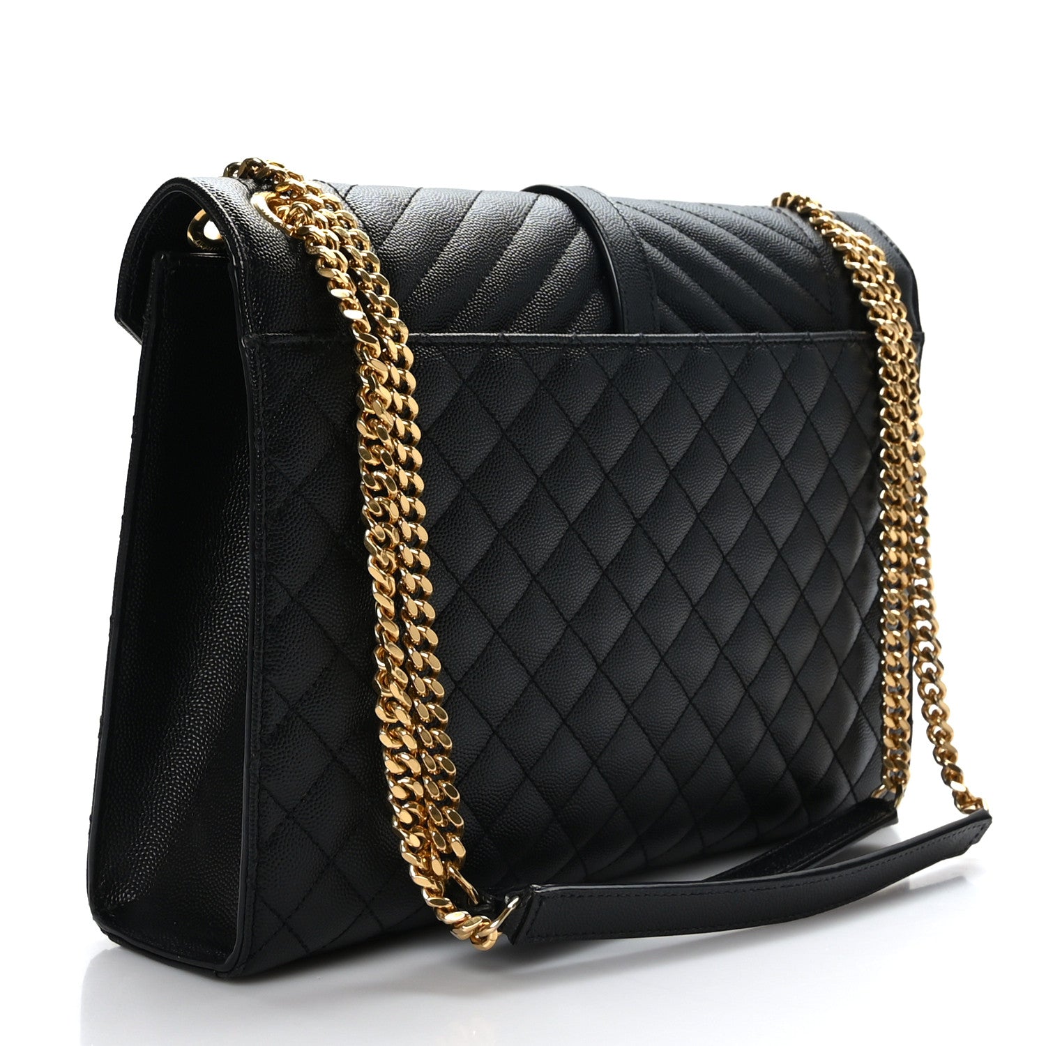 Saint Laurent Grain De Poudre Textured Mixed Matelasse Large Triquilt Monogram Satchel Black 3 of 9
