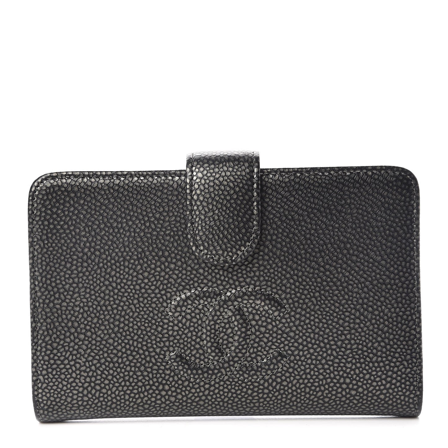 Caviar Timeless CC Zipped Pocket Wallet Dark Silver