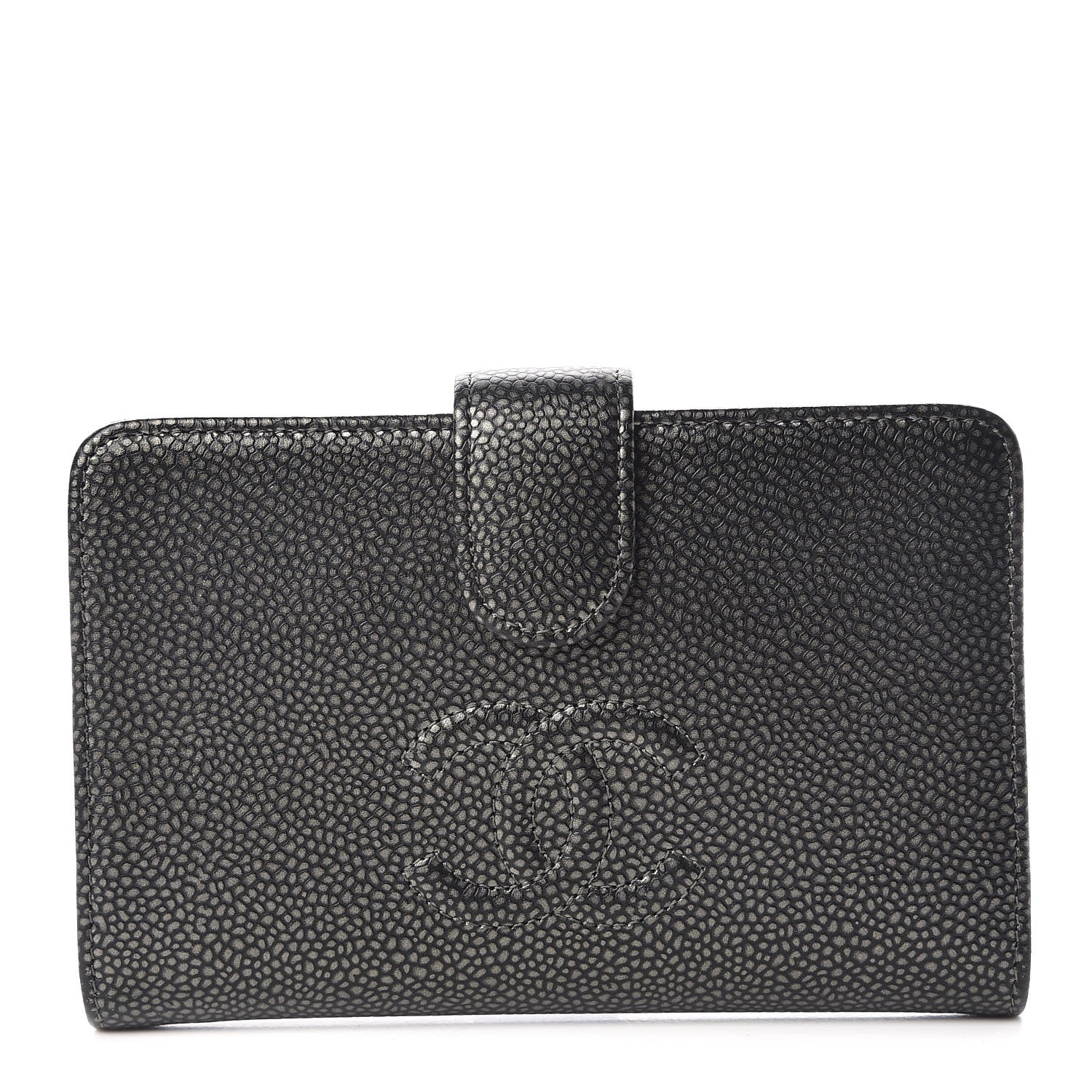 Chanel Caviar Timeless CC Zipped Pocket Wallet Dark Silver 1 of 13