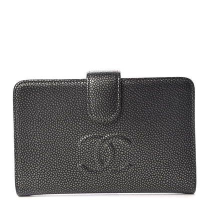 Chanel Caviar Timeless CC Zipped Pocket Wallet Dark Silver 1 of 13