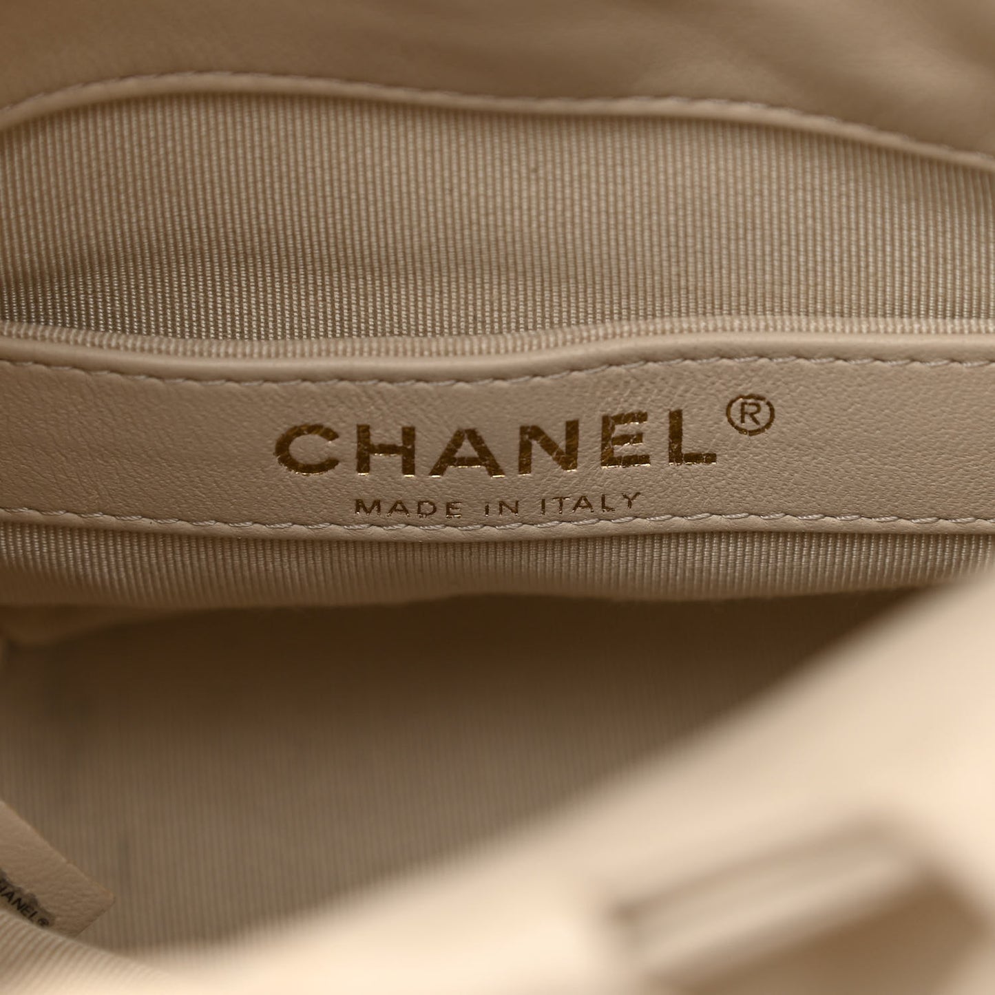 Lambskin Bucket Chain Drawstring Bag Beige