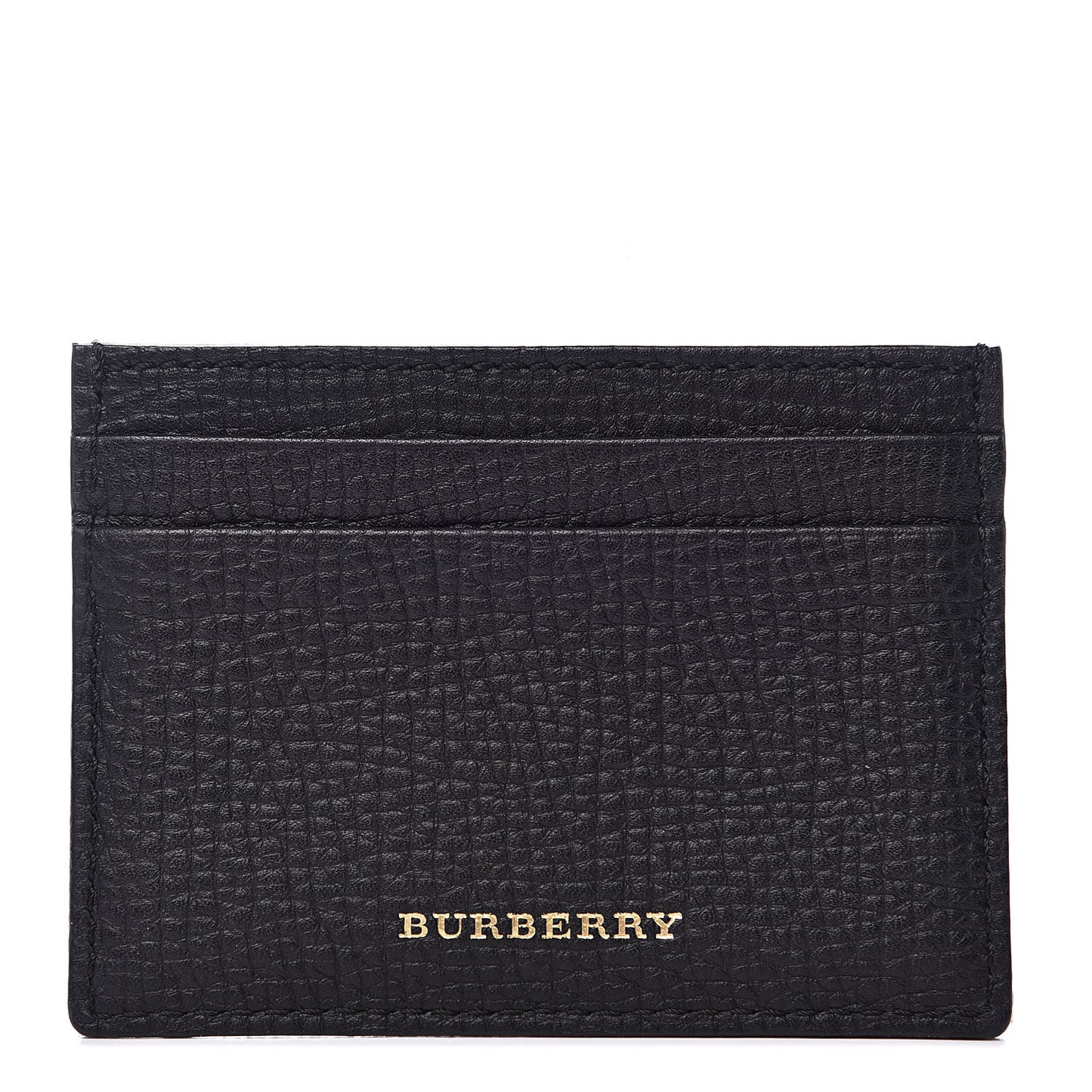 House Check Grainy Calfskin Sandon Card Case Black
