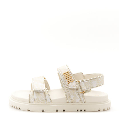 Christian Dior Technical Fabric Jacquard Dioract Sandals 36 White Gold 1 of 9