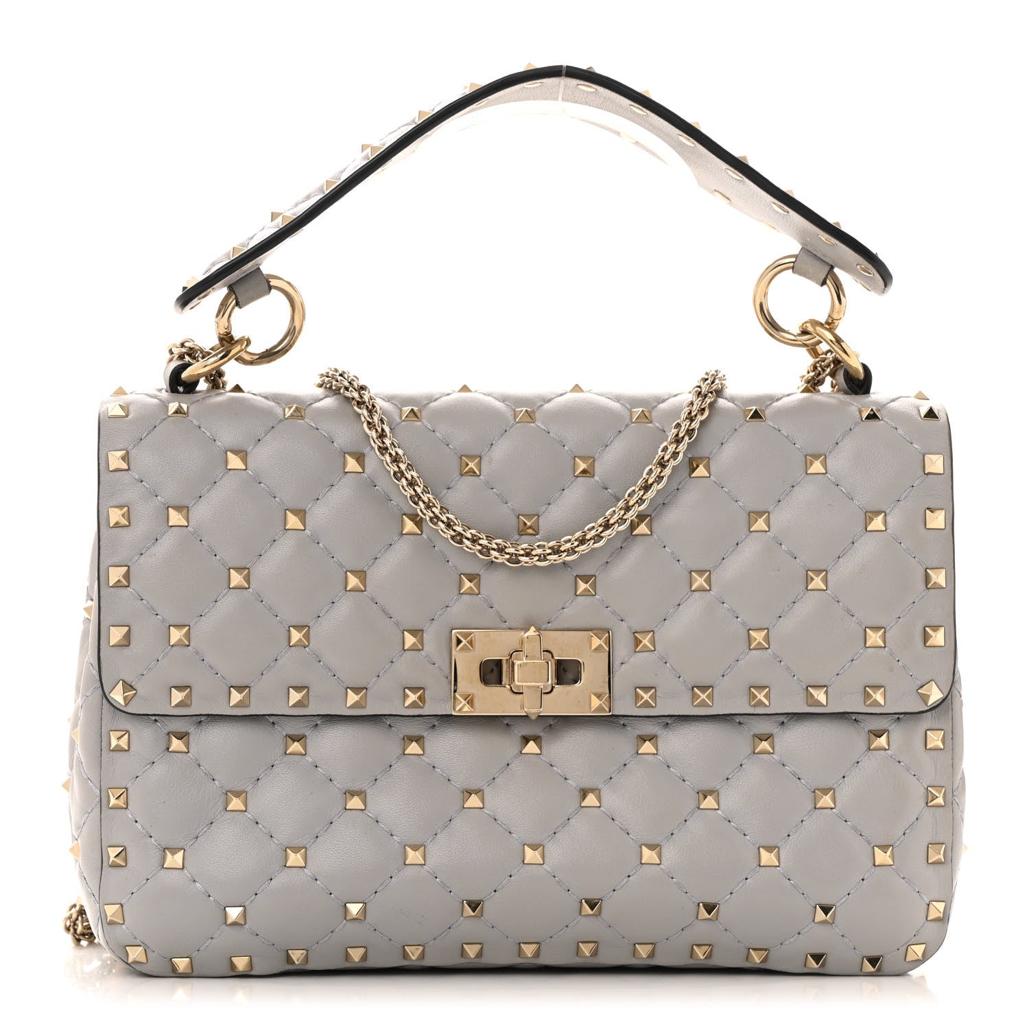 Valentino Garavani Nappa Medium Rockstud Spike Shoulder Bag Pastel Grey 1 of 13