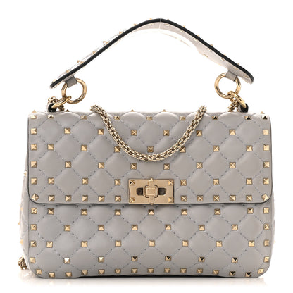 Valentino Garavani Nappa Medium Rockstud Spike Shoulder Bag Pastel Grey 1 of 13